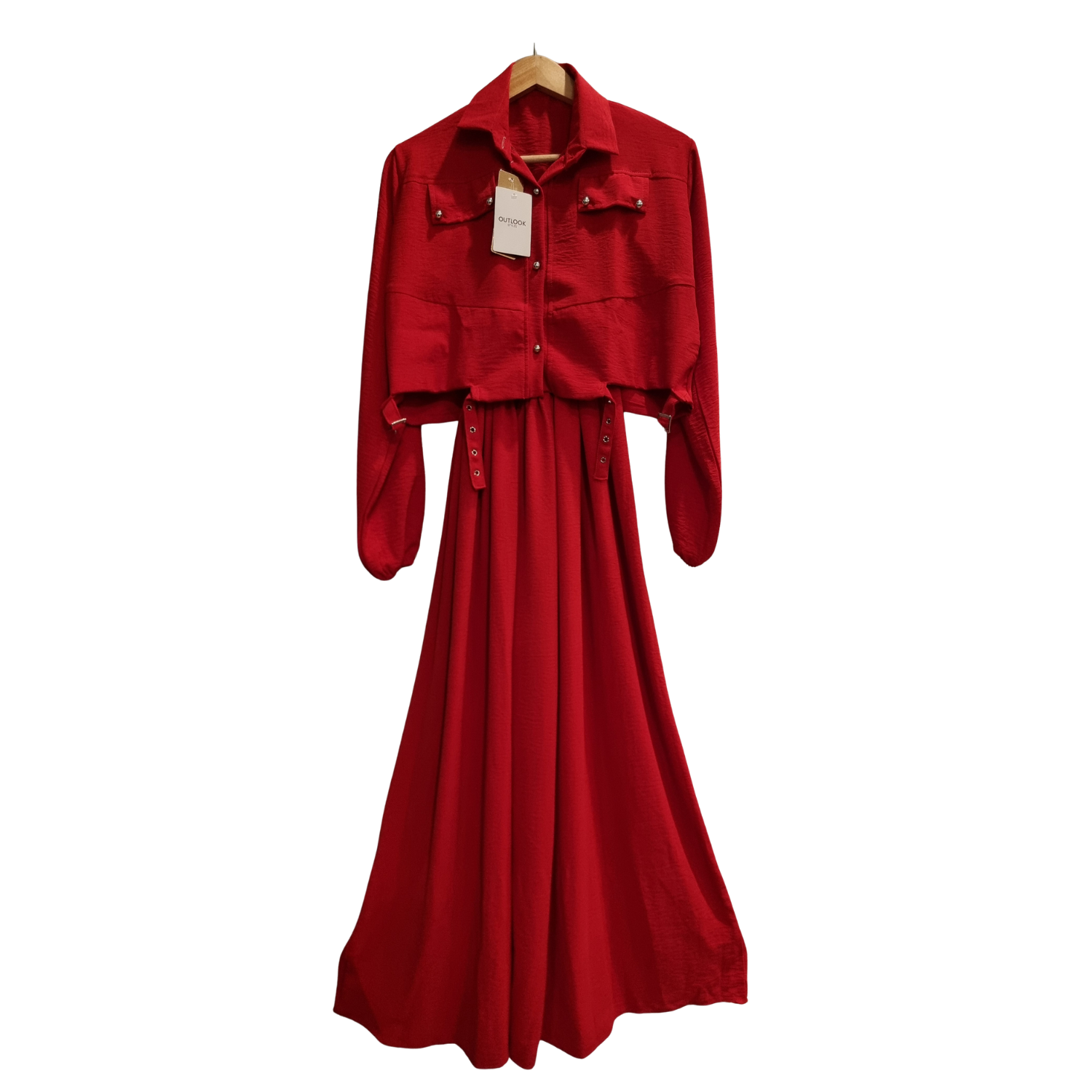 ❤️ Elegant Red Maxi Dress Set U(0260)