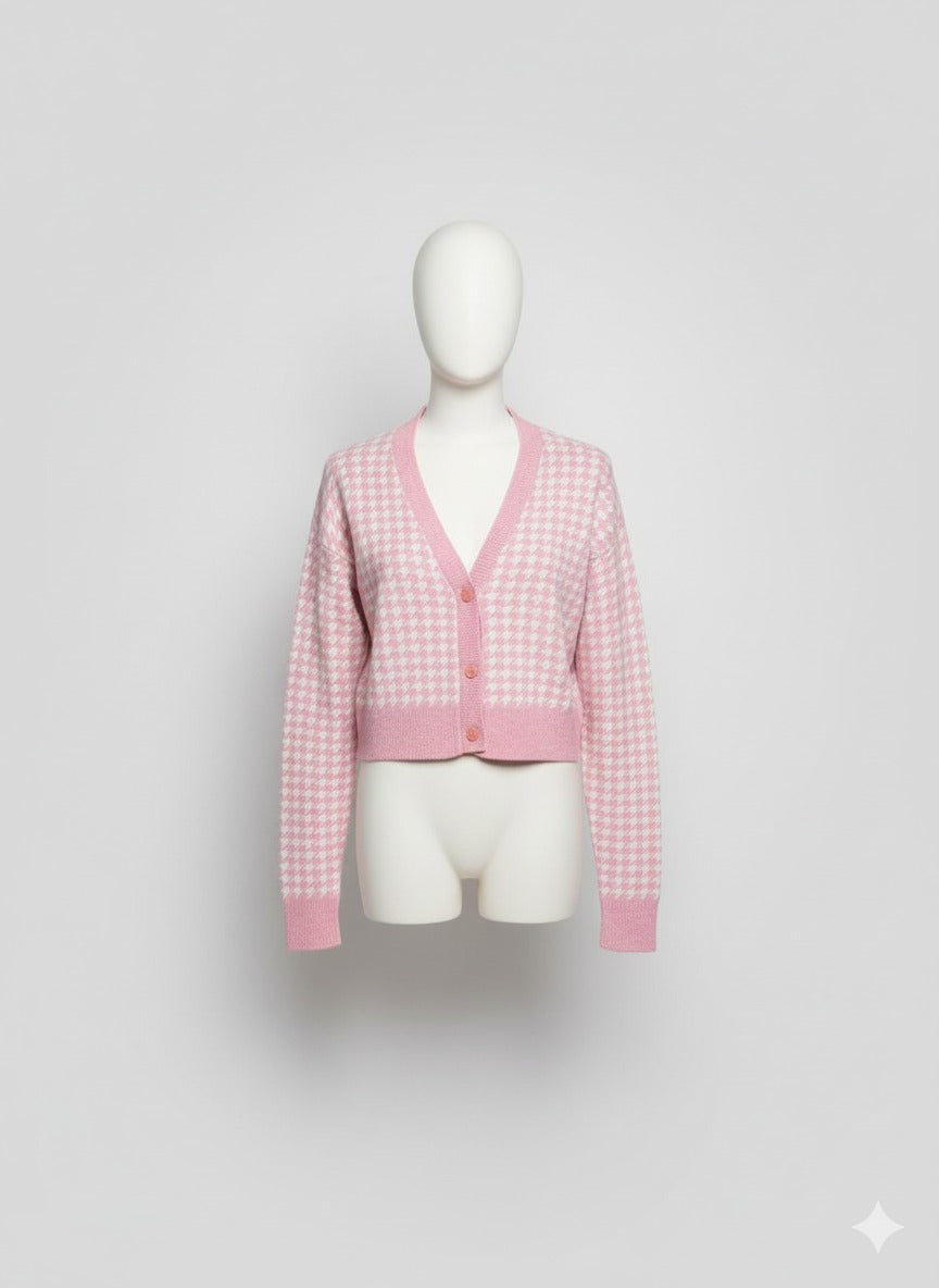 WHITE AND PINK CARDIGAN