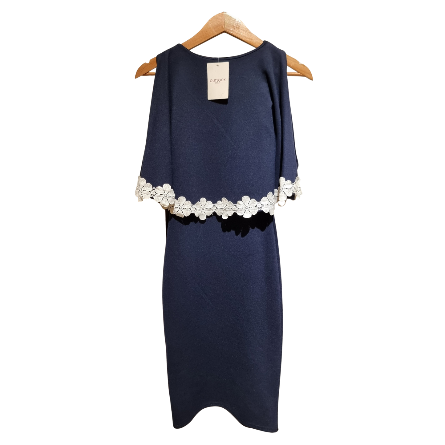 Midnight Grace: Navy Cape-Style Bodycon Dress
