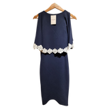 Midnight Grace: Navy Cape-Style Bodycon Dress