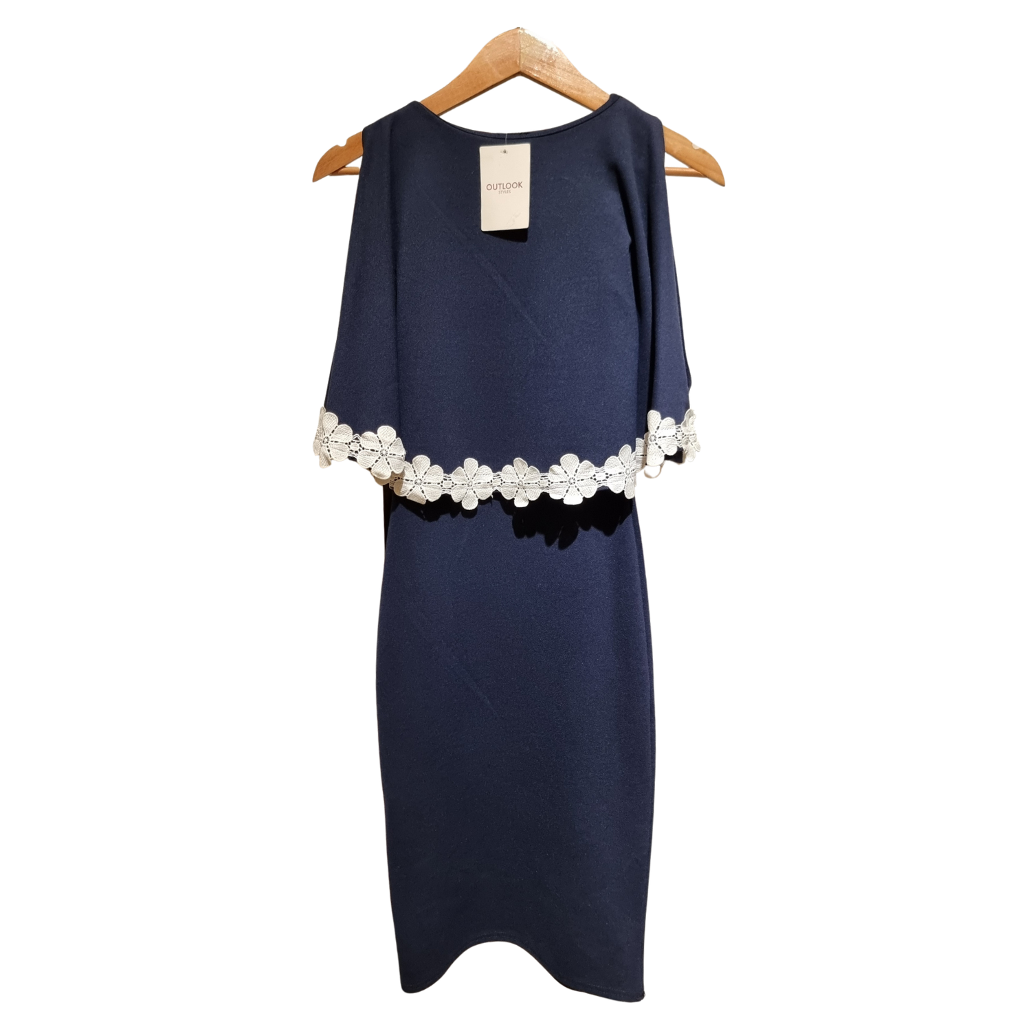 Midnight Grace: Navy Cape-Style Bodycon Dress