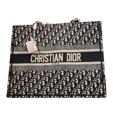 Christian Dior Large Book Tote in Blue Dior Oblique Embroidered Canvas