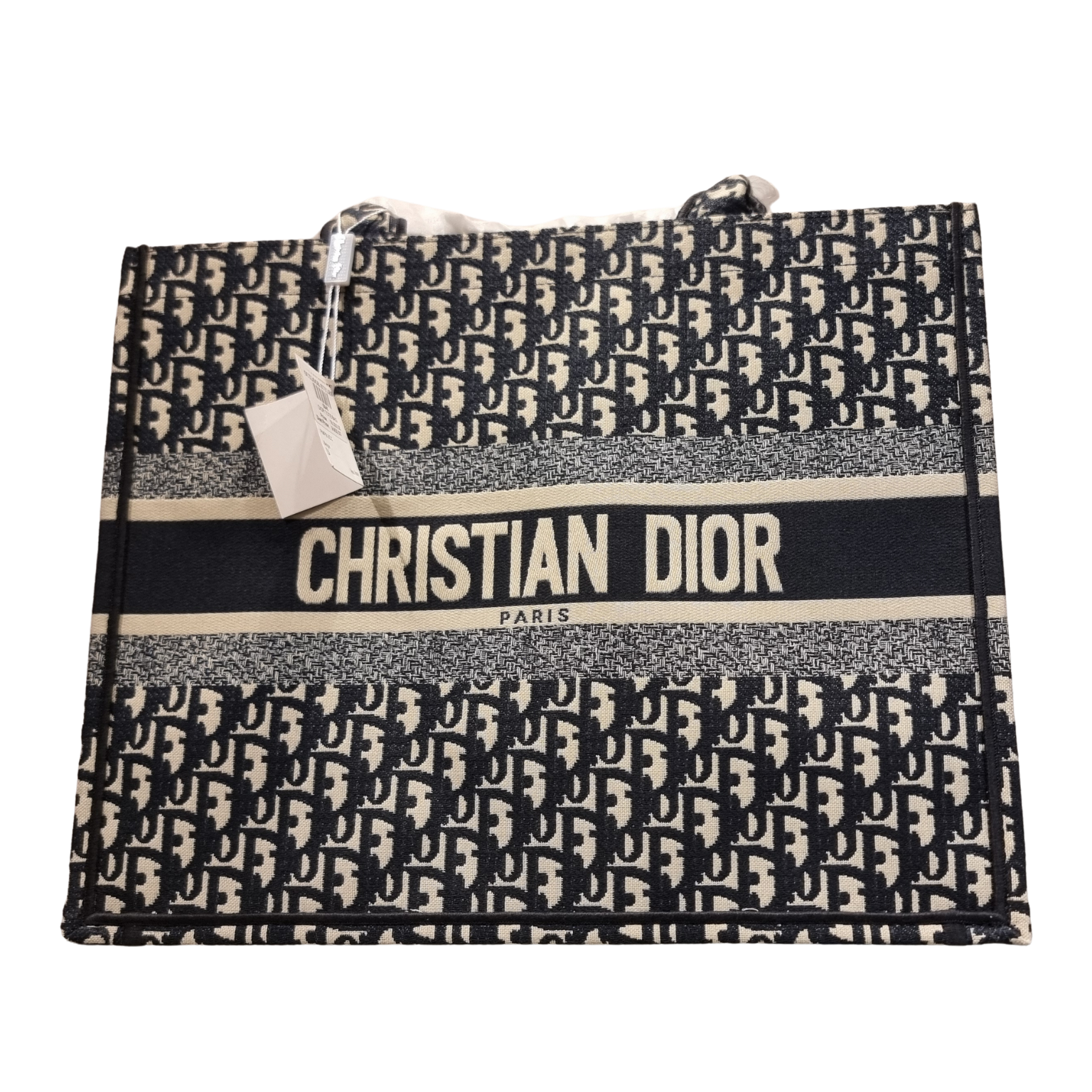 Christian Dior Large Book Tote in Blue Dior Oblique Embroidered Canvas