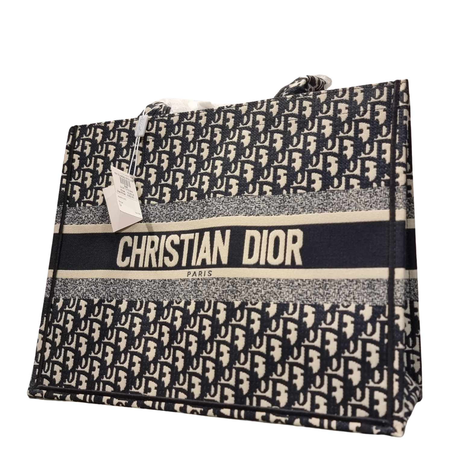 Christian Dior Large Book Tote in Blue Dior Oblique Embroidered Canvas