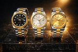 Premium Two-Tone Gold & Silver Diamond Dial Watch | Luxury Date Wristwatch A(0299)