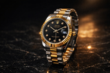 Premium Two-Tone Gold & Silver Diamond Dial Watch | Luxury Date Wristwatch A(0299)