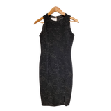 Midnight Noir: Embroidered Shimmer Bodycon Dress