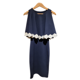 Midnight Grace: Navy Cape-Style Bodycon Dress